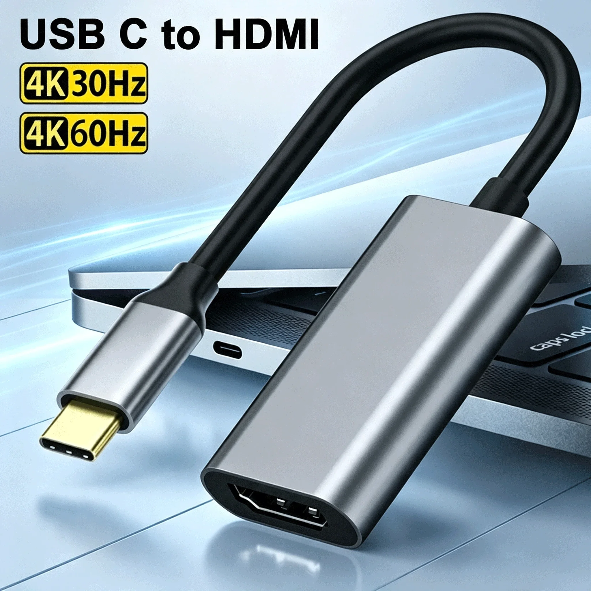 Type‑C to HDMI‑Compatible Adapter 4K@60Hz USB‑C USB3.1 Male to HDMI Female Converter Cable For PC MacBook iPad Laptop