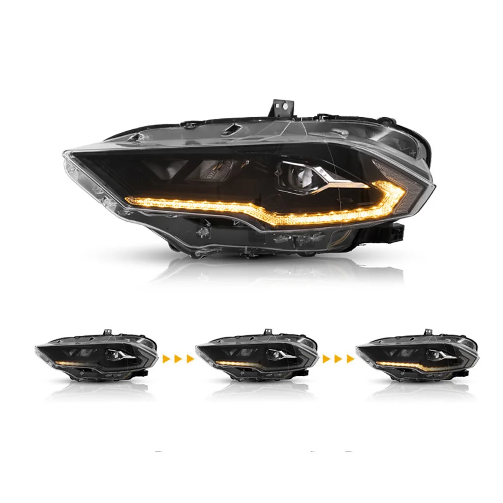 

Car LED Headlight Assembly Daytime Running Light Dynamic Streamer Turn Signal Indicator For Ford Mustang 18-up Front Lamp