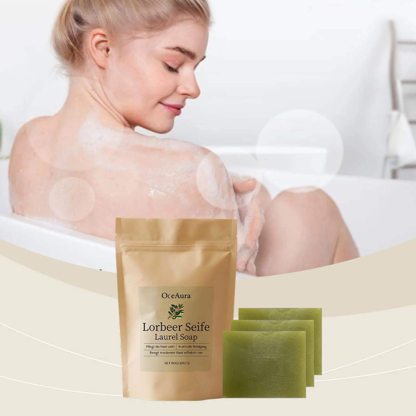 صابون تنظيف زيت الغار إزالة حب الشباب الجلد متوهجة تتلاشى التصبغ ترطيب منعش السيطرة على النفط صابون تفتيح الجسم