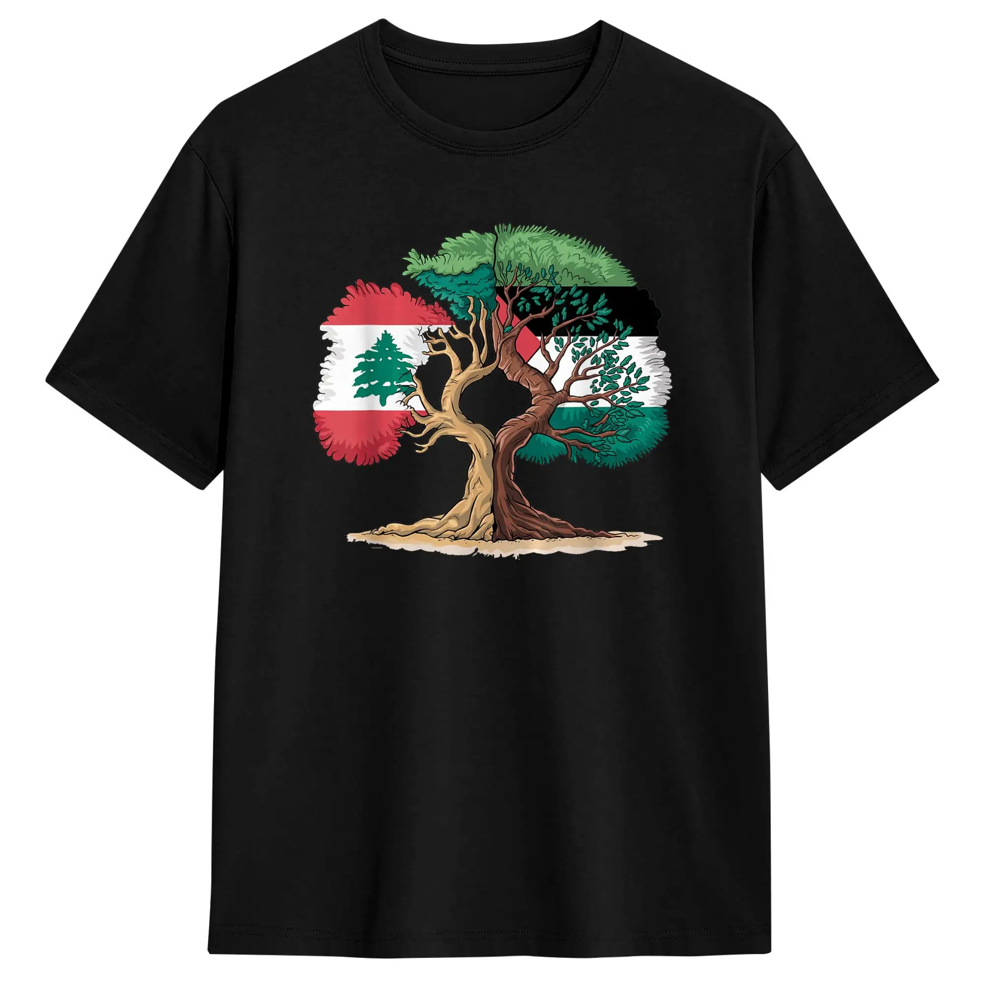 Lebanon Palestined Flag T-Shirt Summer  Cotton T Shirts For Man Casual Tshirt Short Sleeves Y2K Funny Top Tees