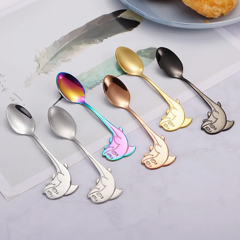 Jenny&Dave 304 stainless steel coffee spoon creative cartoon dolphin handle small spoon can be hung on the edge of the cup desse