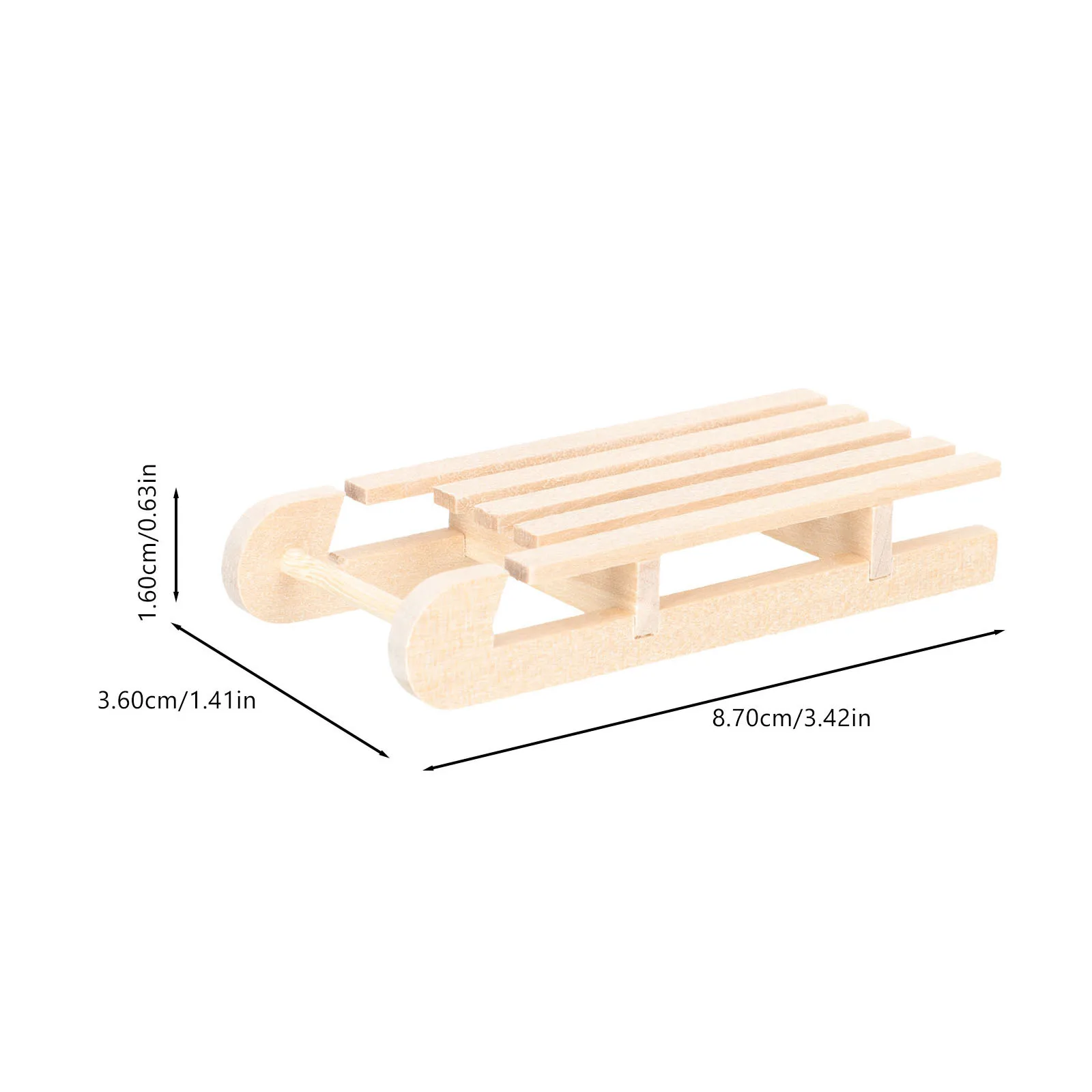 

3pcs Solid Wood Sleigh Decoration Unfinished Mini Craft Sleds Home Bar Shop Xmas Ornament Household Adornments Wooden Sled
