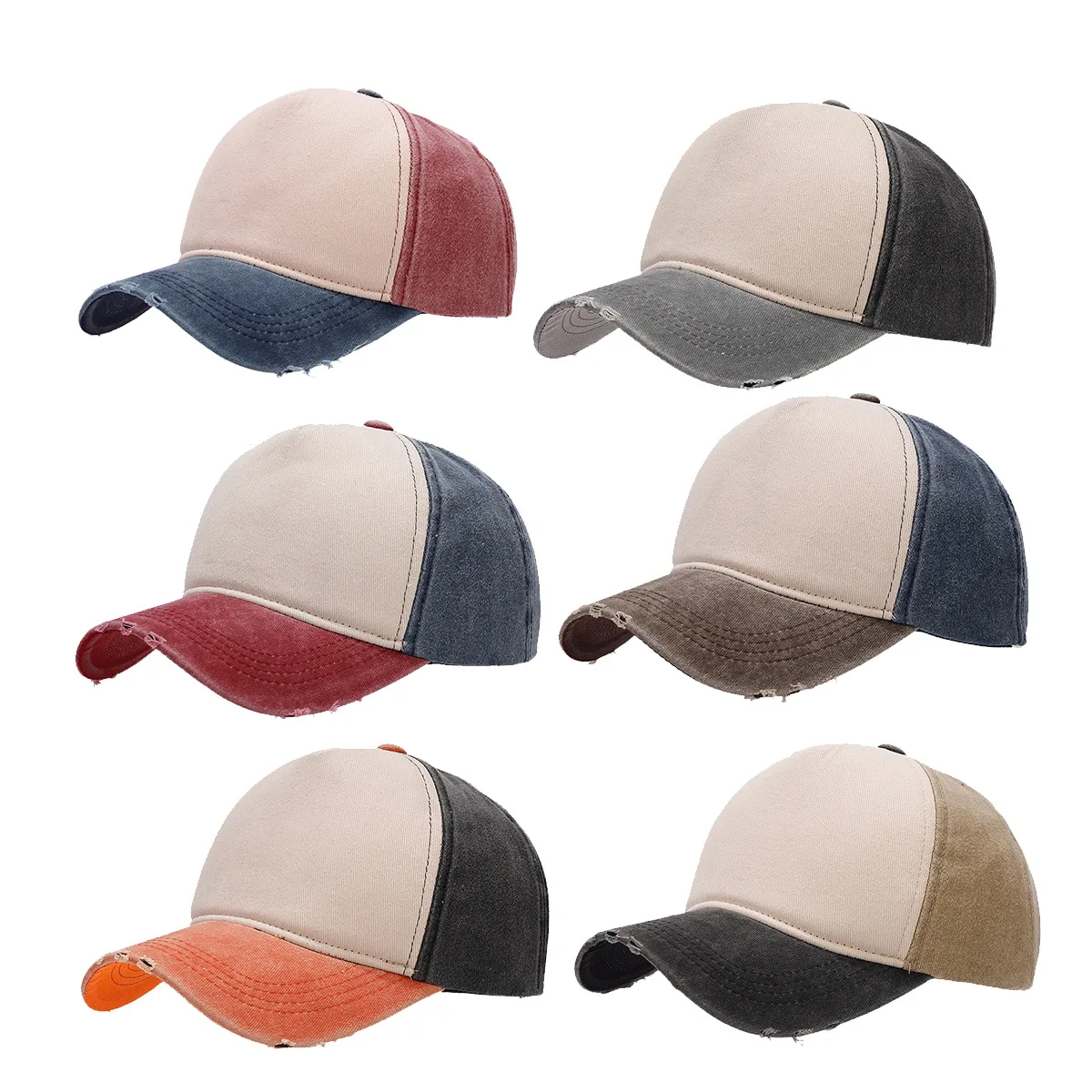 Custom printed logo Washed Cotton Baseball Cap for Women Fitted Snapback Hats for Men Motorcycle Print Hip Hop Men's Summer Cap