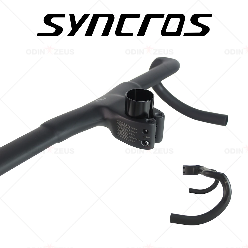 Syncros-Full Internal Cable Routing Road Bicycle Handlebar, T1000 Carbon, Integrated Gravel, Cockpit Di2