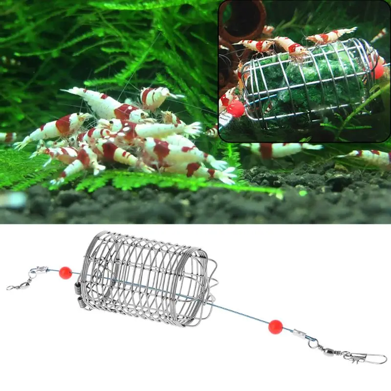 Aquarium Feeding ชามสแตนเลสปลากุ้ง Feeder ฤดูใบไม้ผลิตะกร้าตาข่ายกรงตะขอ DIY MOSS Hideout