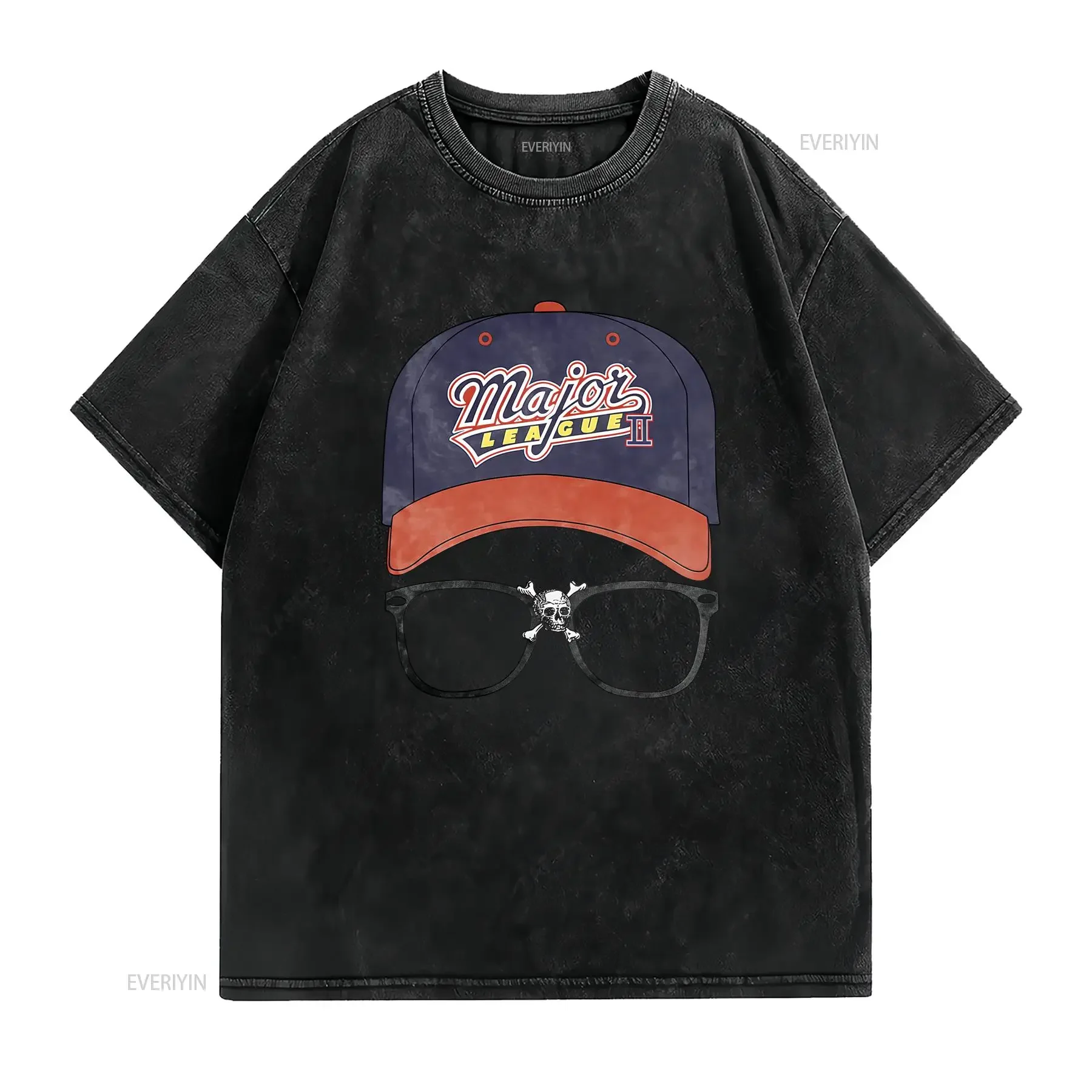 Major League Logo Cap White Adult T Shirt vintage Washed graphic Soft Top For Everyday Wear Versatile designer clothes
