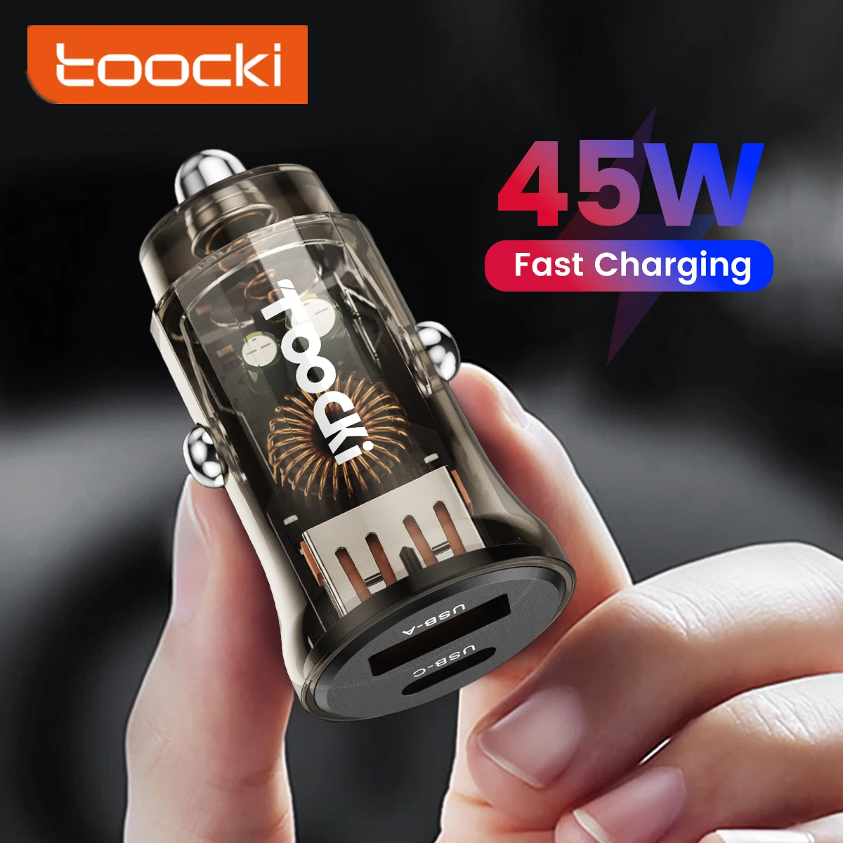 Toocki Mini USB Car Charger PD QC 3.0 45W Fast Charging USB Type C Car Phone Charger For iPhone ipad Xiaomi Samsung Fast Charger