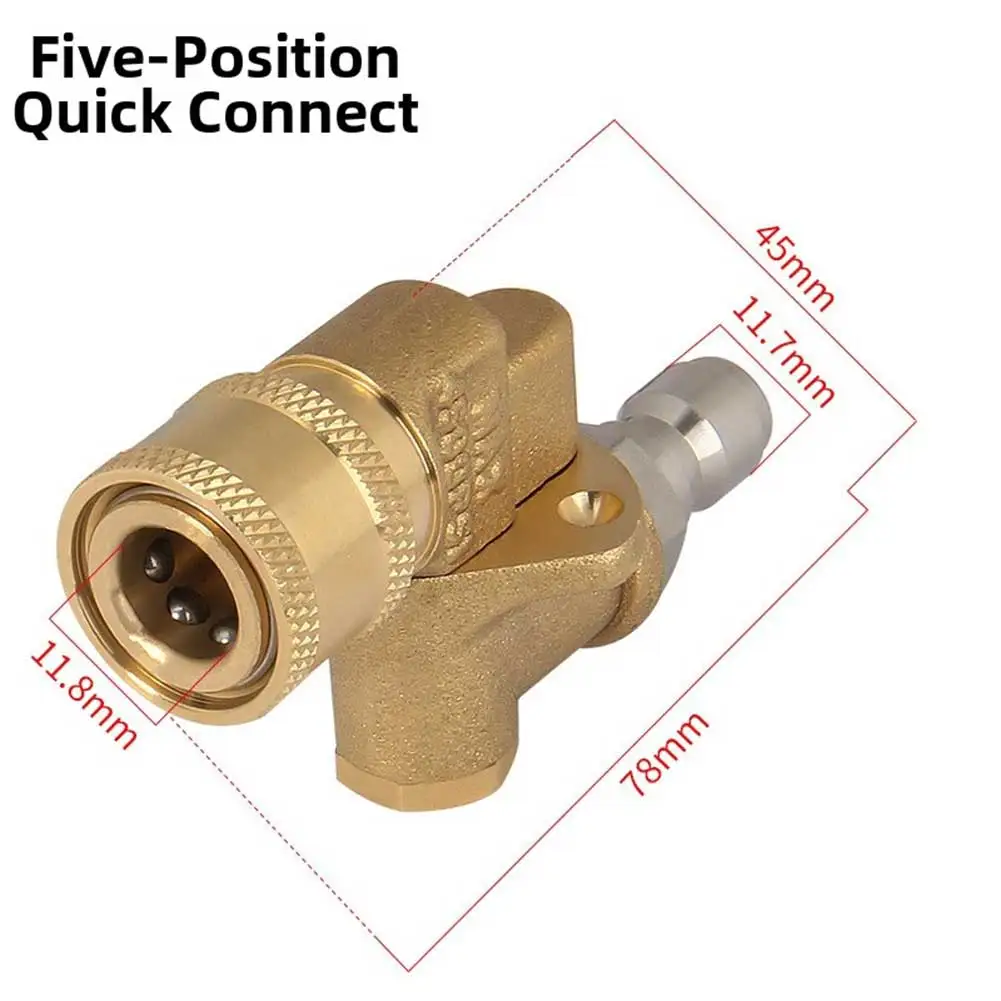 Pressure Washer Swivel Coupling 4500 PSI 1/4 Inch Quick Connect With 5 Spray Nozzle Tips 90 Degree Rotation For Cleaning Tool