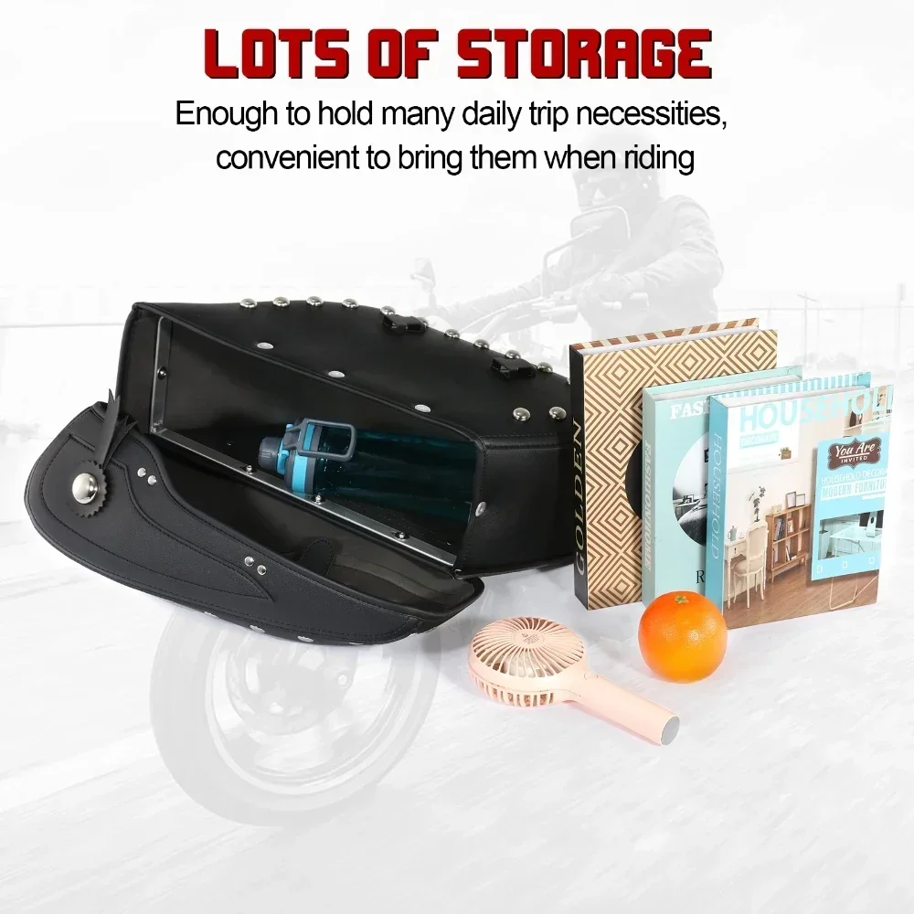 Bag PU Leather 43x15x26 CM Large Capacity Waterproof Universal Motorcycle Saddlebags Rear Side Bags Pannier Luggage Storage
