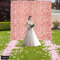 12pcs 3D Flower Wall Panel-12pcs Artificial Flower Wall Background Outdoor Decoration for Wedding Party Anniversary Home
