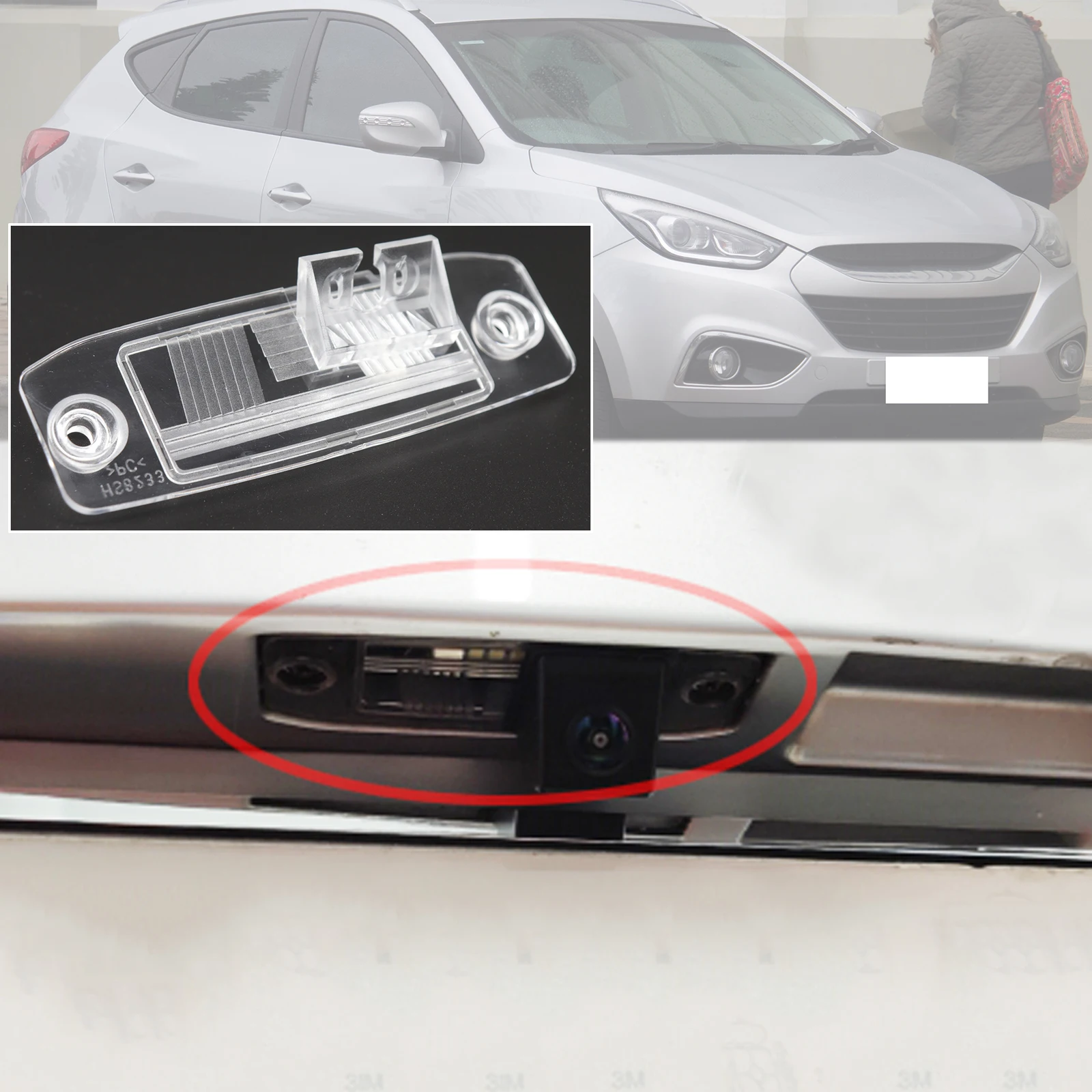 

For Hyundai ix35 Tucson JM 2012 2011 2010 2009 2008 2007 2006 Car Rear Trunk View Camera Bracket Case Housing Plate Accessories