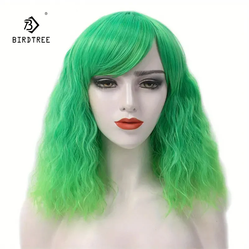 

Chic Green Ombre Curly Cosplay Wig With Side Bangs - Perfect For Daily Wear, Conventions, Halloween & Christmas Parties J47801S