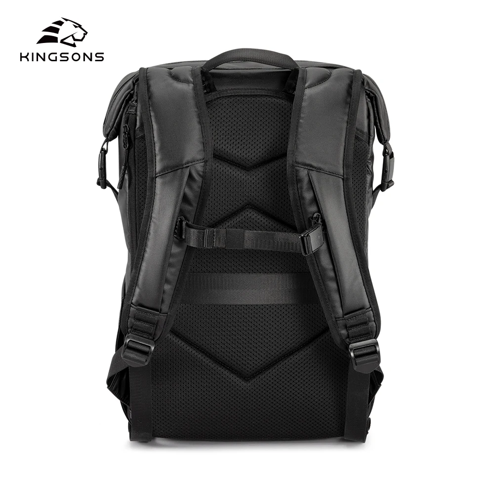 Kingsons 2024 New Black Concise Business Backpack For Men 15/15.6 inch Laptop Waterproof College Student Boys School Bags