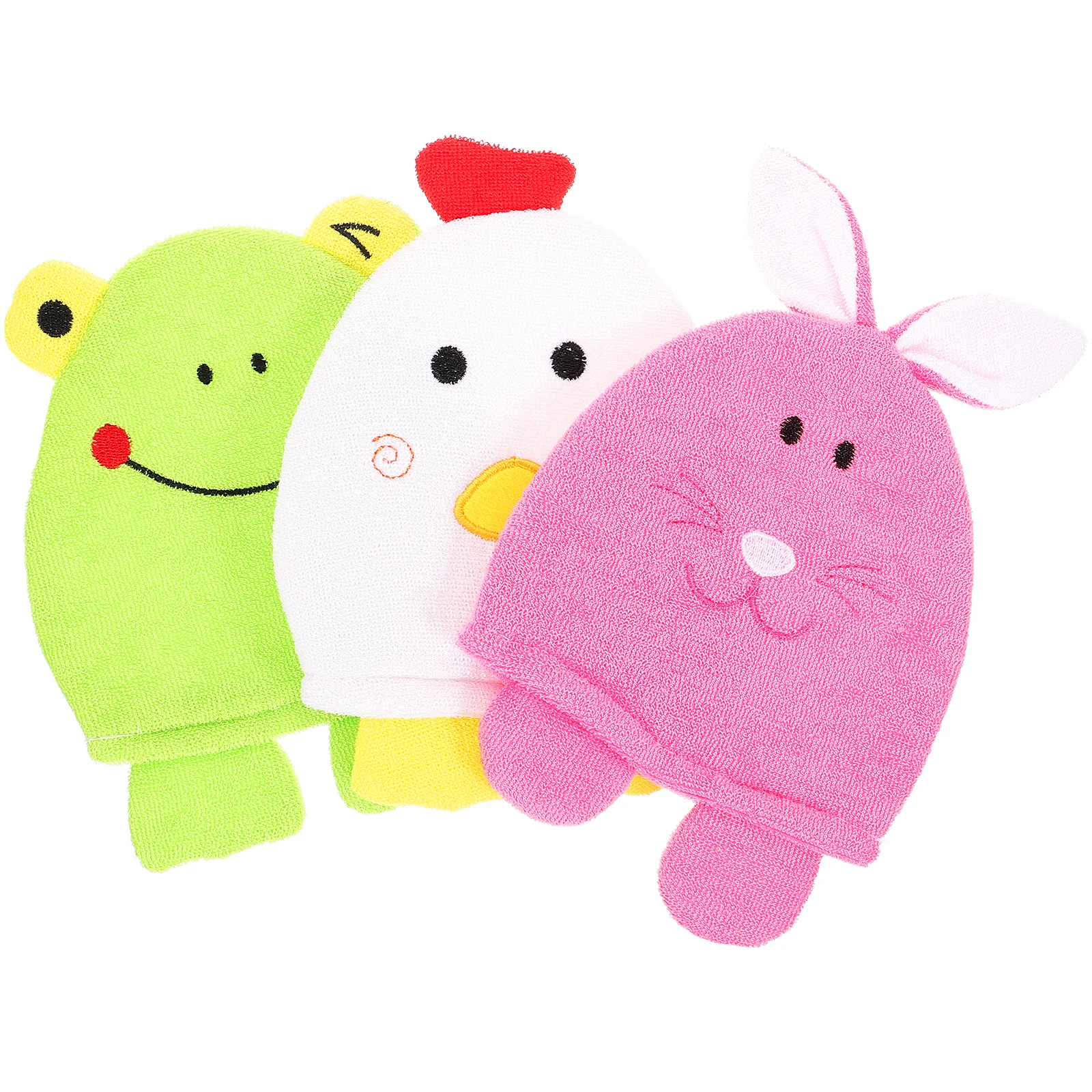 

3pcs Cartoon Bathing Gloves Kids Shower Mittens Baby Bath Supplies Soft Polyester Cloth Exfoliating Skin Cleaning Gloves