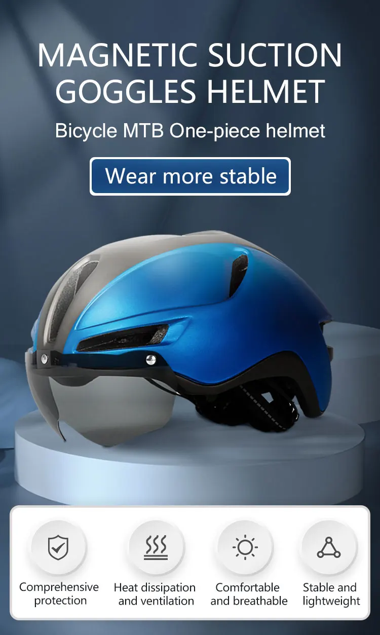 Eastinear 2023 Neuer Rennrad-Mountainbike-Helm für Erwachsene, Herren, Outdoor-Sport, Radfahren, Sicherheitshut mit LED-Aufladung, Rücklichtbrille – Detail 1
