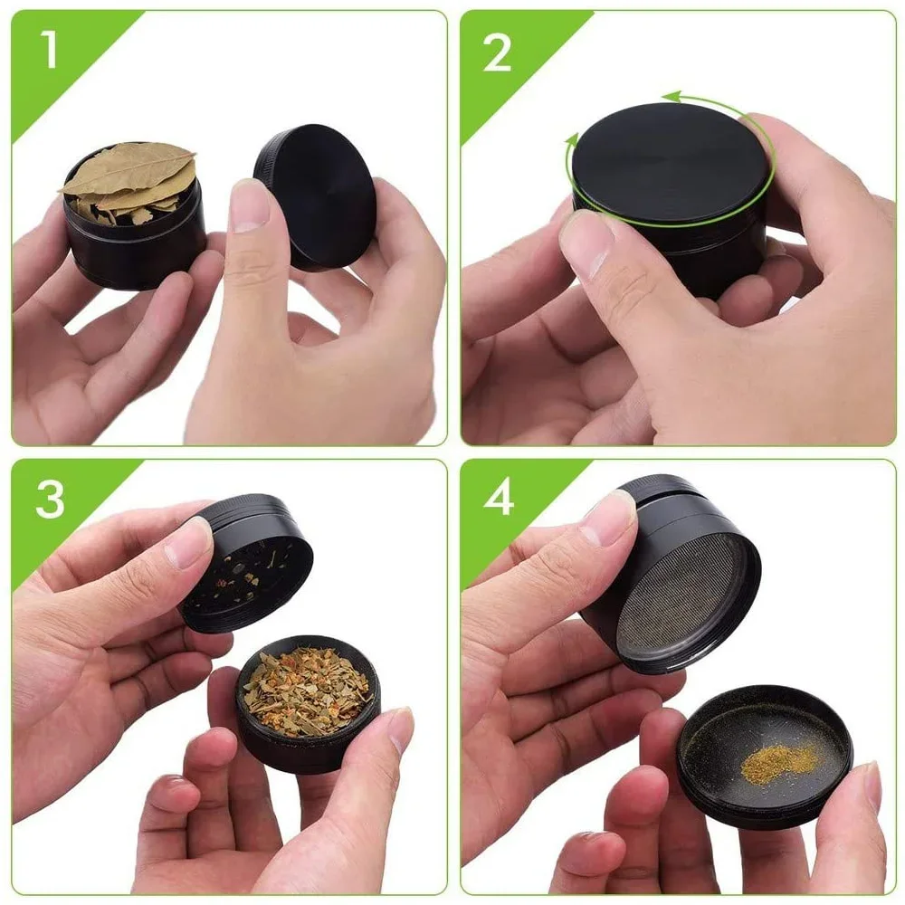 40/50/63mm 4 Layers Tobacco Grass Grinder Manual Zinc Alloy Material Dry Herb Crusher Machine for Smoking Pipe Accessories