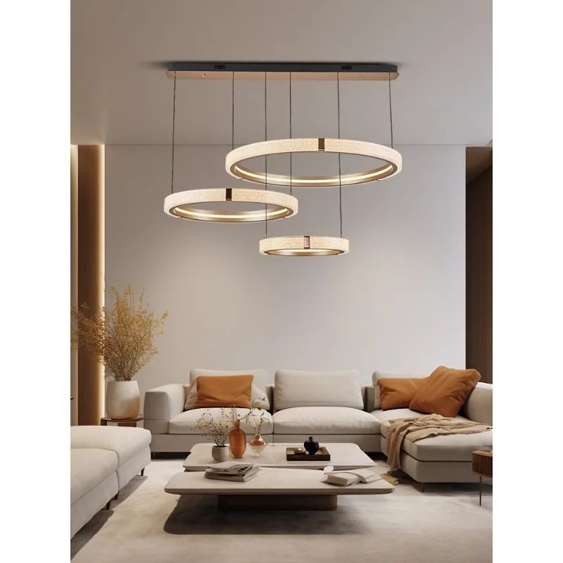 Living room chandelier light luxury high-end round ring modern simplicity three circles Nordic restaurant dining table crystal m