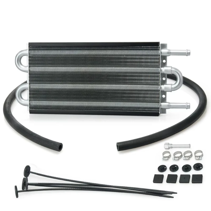 

ADDCO 4 6 8 10 Row Black Aluminum Remote Transmission Oil Cooler Automatic Manual Radiator Converter Kit EP-HYOC400