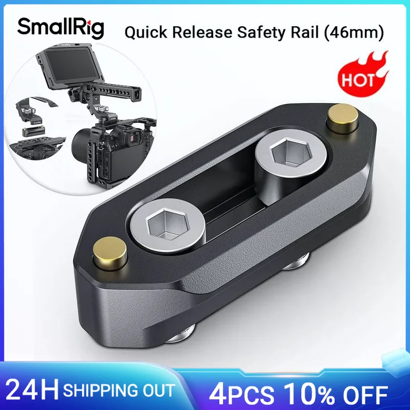 SmallRig Quick Release Safety Nato Rail (46mm) ze śrubami 1/4'' do uchwytu Nato EVF Mount 4cm 1.57 Inches Long- 1409