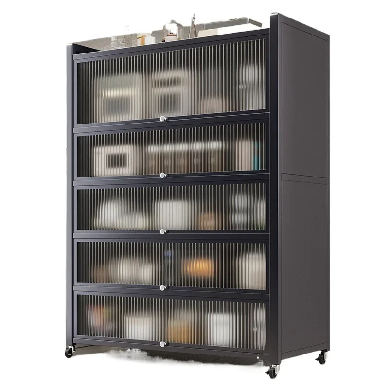 

50 wide kitchen rack, floor-to-ceiling multi-layer storage cabinet with cabinet door, multi-function