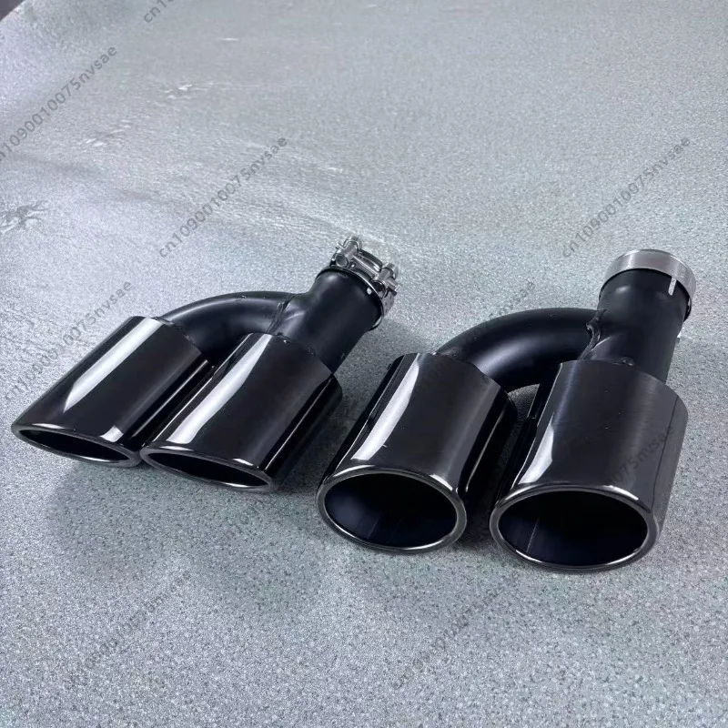 Picture 7: For Audi  A6 A7 C7 2012-2018 To Modify S6 S7 C7 Car Tailpipe Stainless Steel Black Clamp Type Exhaust Pipe Muffler Tip Tuning