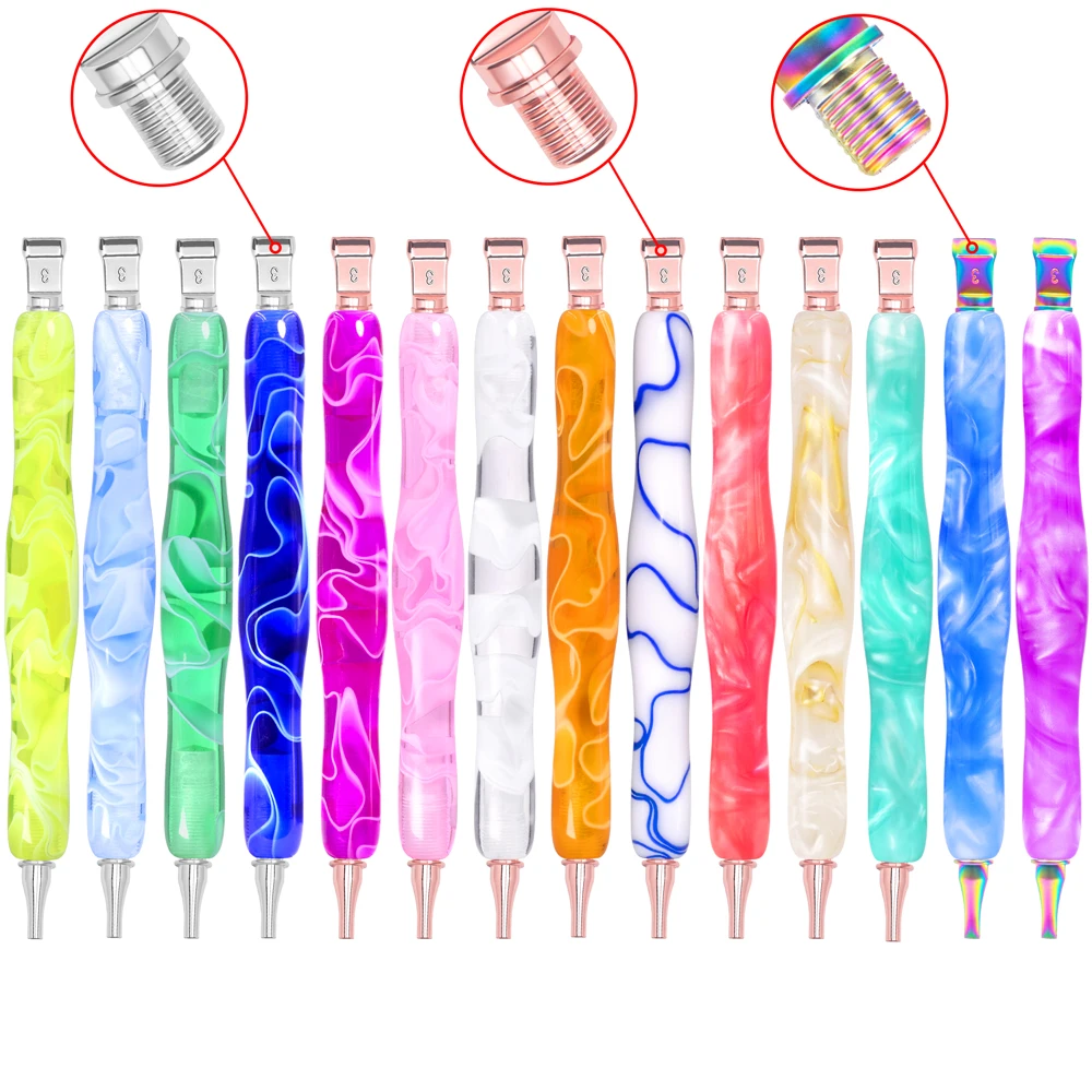 

Handmade Resin 5D Diamond Painting Art Drill Pen Stylus Kit Tool Accessories and Diamond Paint Art Pen Tips Heads Placer and Wax