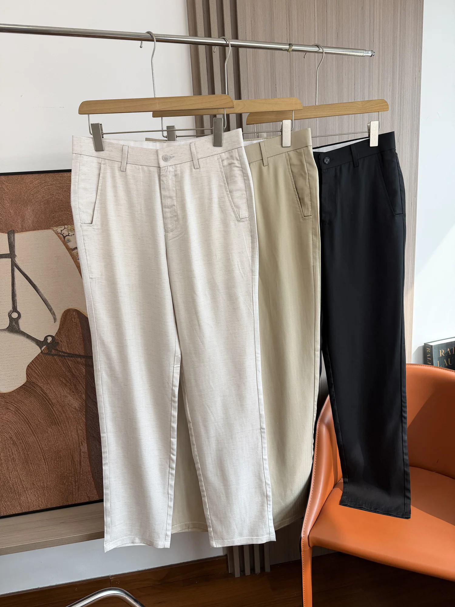 

Skin-friendly Soft Casual Pants Men's Spring Summer Pure Color Breathable Cool Straight Leg Casual Trousers Trendy