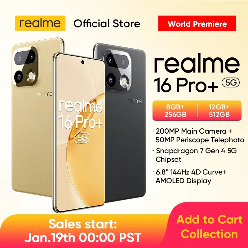 [New Launch] realme 16 Pro Plus Smartphone NFC Snapdragon 7 Gen 4 Chipset 7000mAh Battery 80W Charge 200MP Camera 6.8