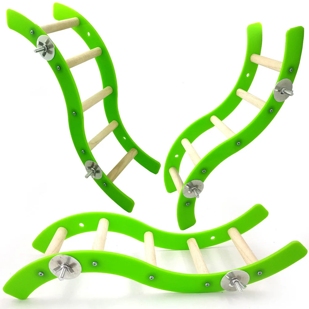 

Acrylic Mini Ladder Green Parrot Bird Wavy Shape Climbing Ramp Hamster Squirrel Mouse Pet Playground Ladder for Bird