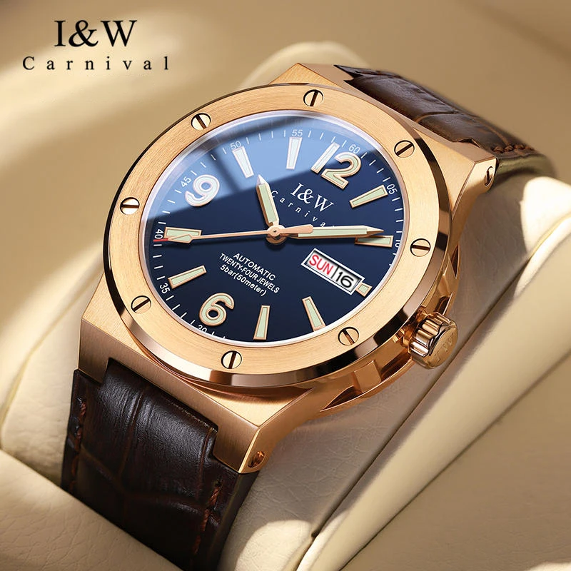 Carnival Brand IW Series Luxury NH36A Movement Mechanical Watch for Men 50M Waterproof Luminous Sapphire Fashion Mens Watches