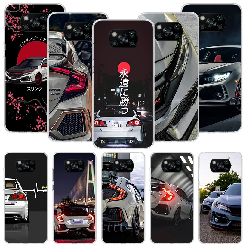 JDM Type R Civic Sport Car Phone Case For Xiaomi Poco X6 X5 X4 X3 Nfc F5 F6 Pro F3 F2 F1 F4 Gt M5S M4 M3 M2 Soft Coque Cover X3 