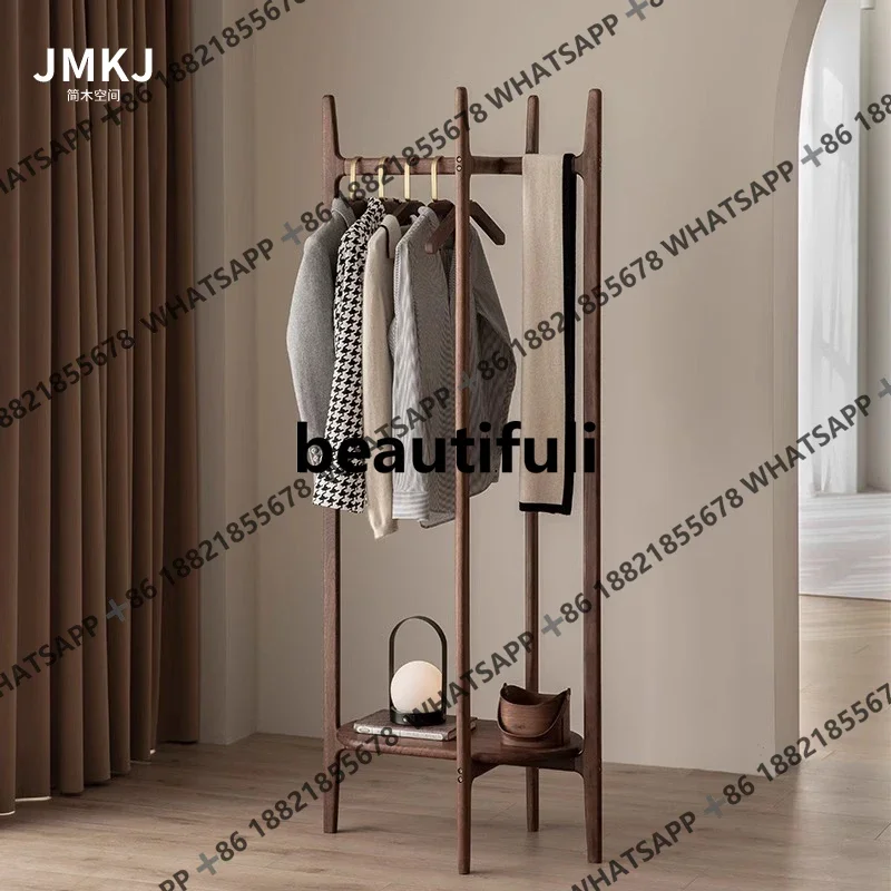 North American black walnut solid wood coat rack floor corner bedroom oval floor hanger