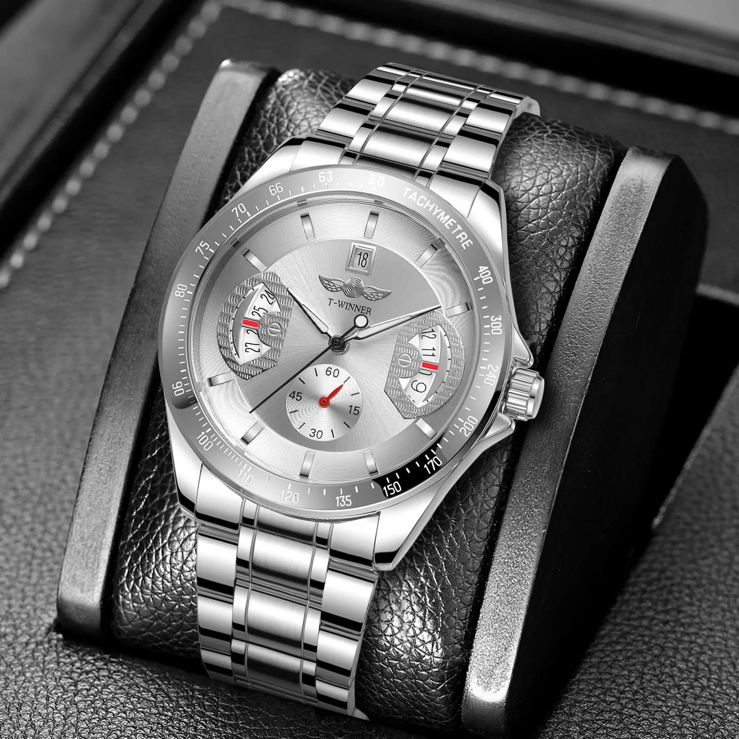 Men's Mechanical Watch, Fashionable Men's Automatic Mechanical Watch, Calendar Men's Watch, Steel Strap, Luminous Transparent Bottom Mechanical Watch