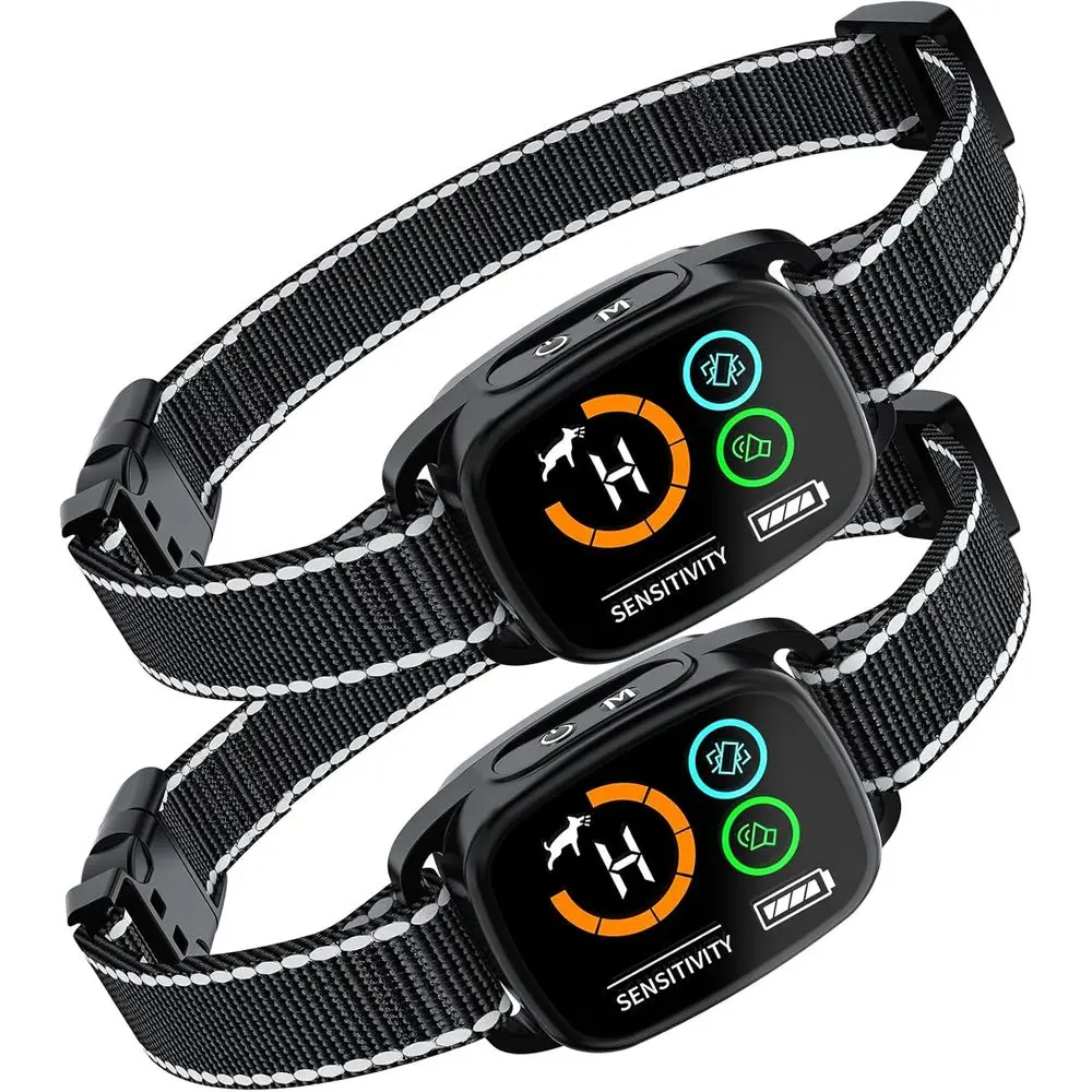 

Rechargeable Smart Collar Set, Anti-Bark Collar for Small Medium Large Dogs, Bark Collar with 6 Adjustable Sensitivity, 3 e p/Vi