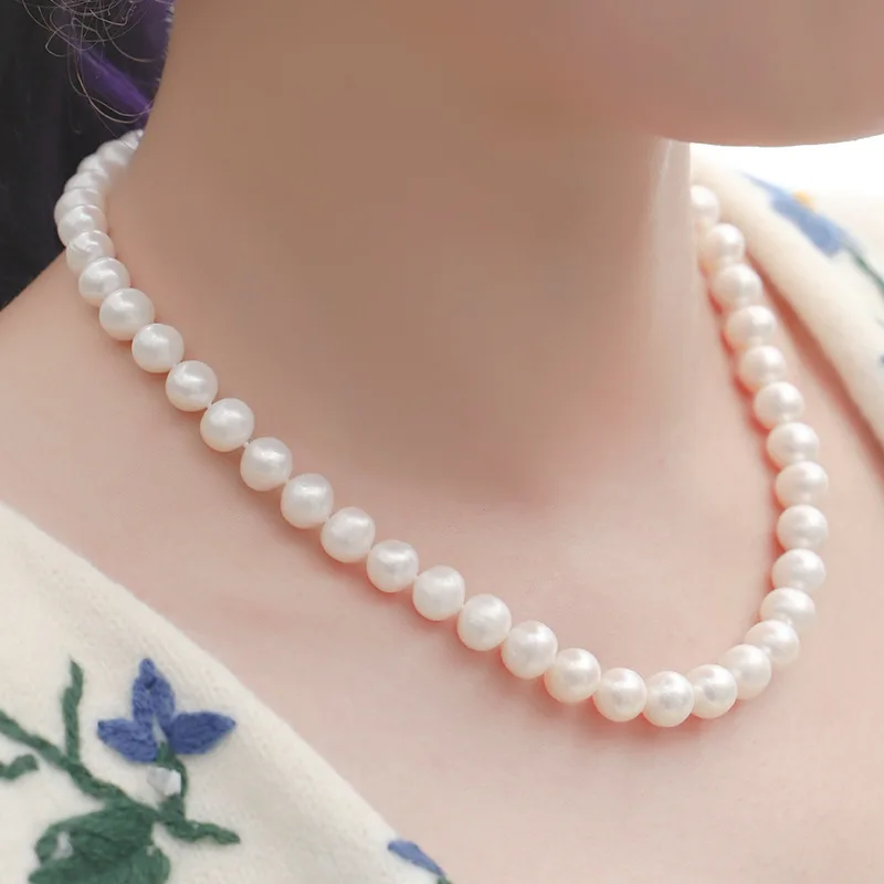 NEW 9-10MM GENUINE NATURAL WHITE south sea PEARL NECKLACE 18 inch