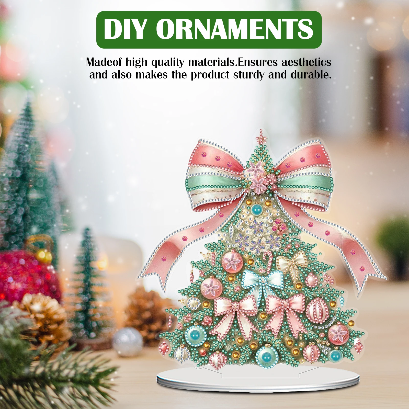 

2D Flat Christmas Tree Print DIY Diamond Painting Tabletop Ornaments Decorations