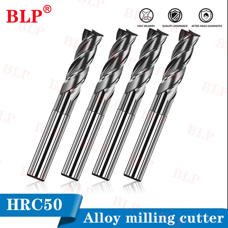 

HRC55 Tungsten steel milling cutter, 4-Flute flat cutter, nano coated hard alloy flat bottom cutter, CNC end mill tool
