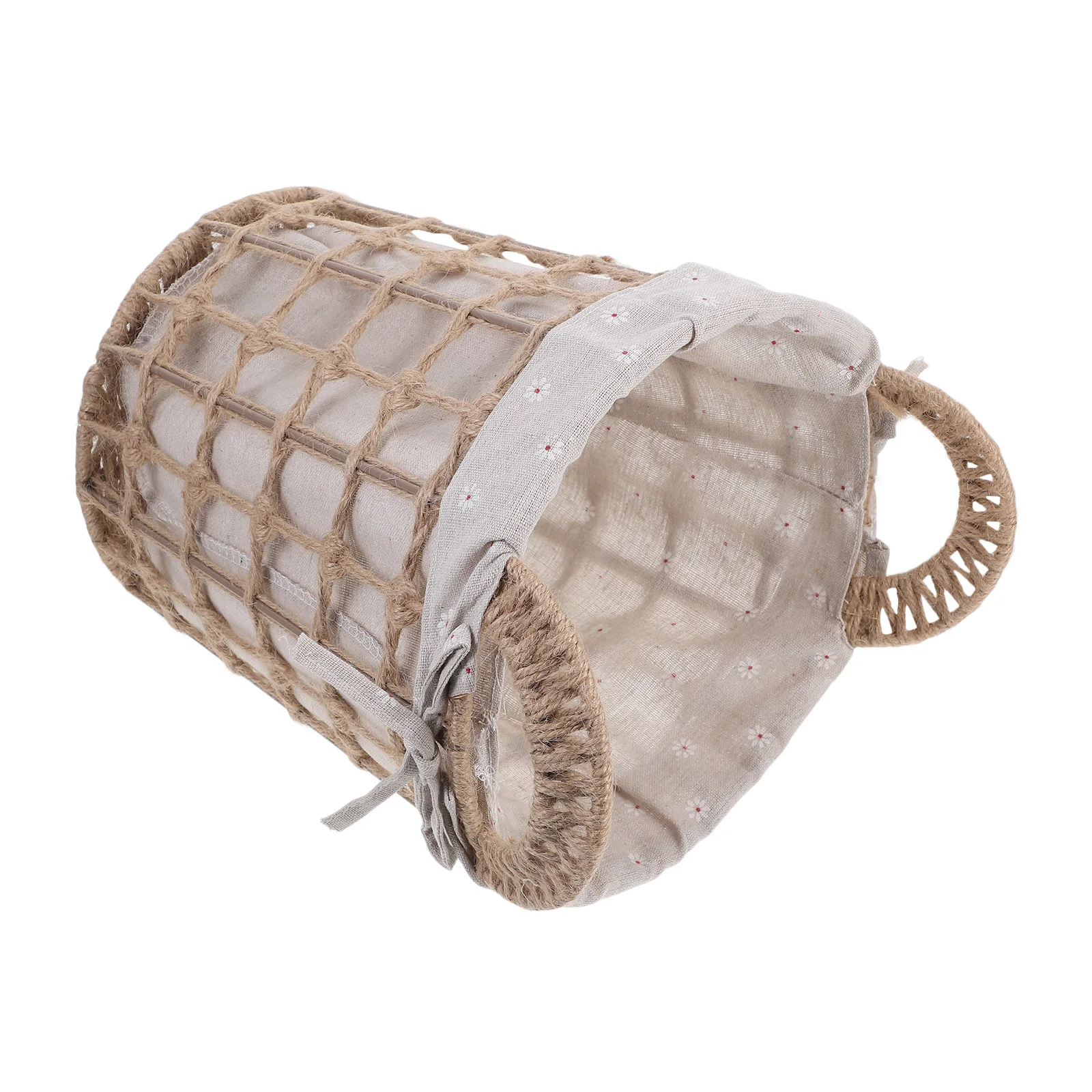 

Laundry Basket Small Round Woven Collapsible Storage Basket Portable Dirty Clothes Container Bathroom Natural Cotton