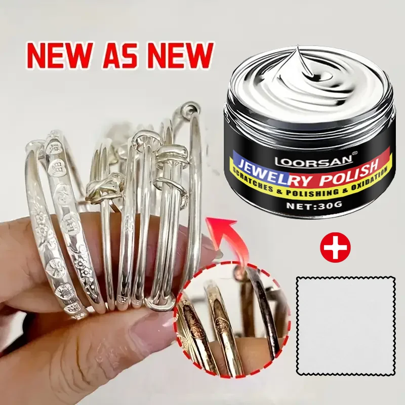 LOORSAN 30g Jewelry Polish Cream - Instant Tarnish & Oxidation Remover for Gold Silver Diamonds - All Metal Jewelry Restorer