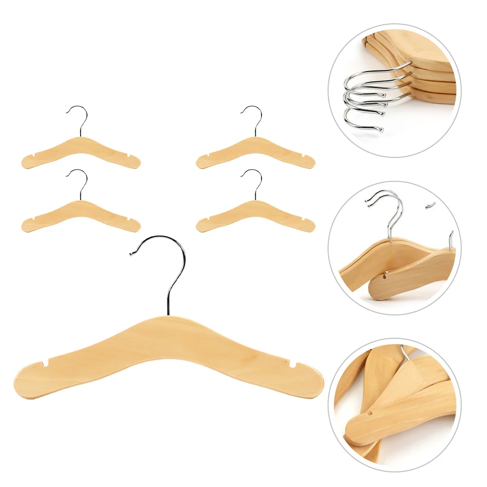 5 قطع من الشماعات الخشبية، شماعات الملابس، التصميم العلمي، عملية تلميع سلسة، خزانة تخزين