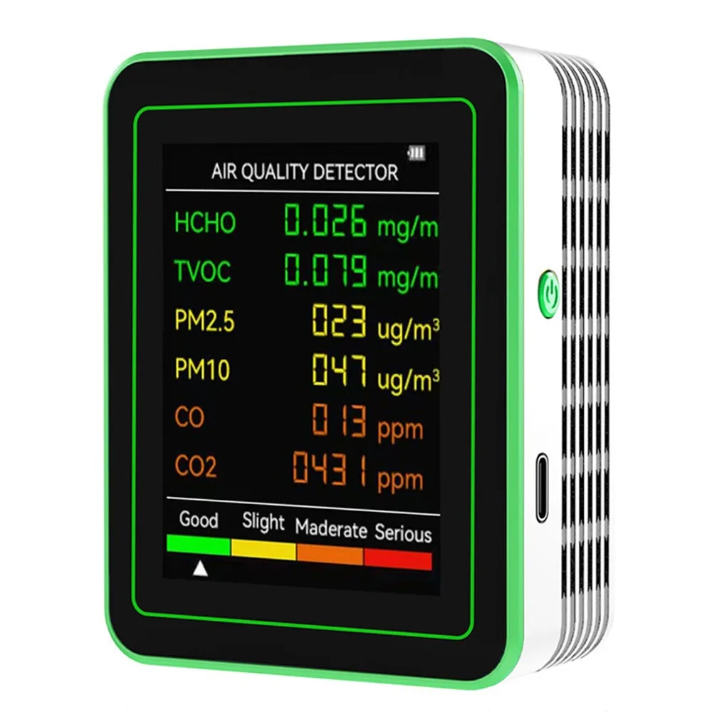 

6 in 1 Air Quality Monitor Automatic Display Intelligent Air Detector Real Time Monitoring Large Screen Formaldehyde Detector