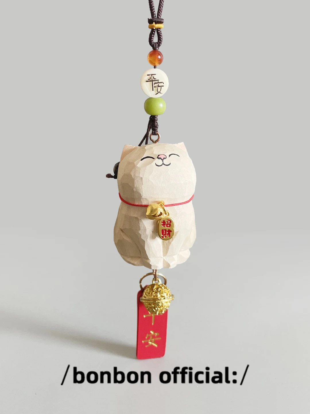 

Hand Carved Wood Charm for Car Rearview Mirror Decoration Luy Design Real Silver adient Color Gift for Cars