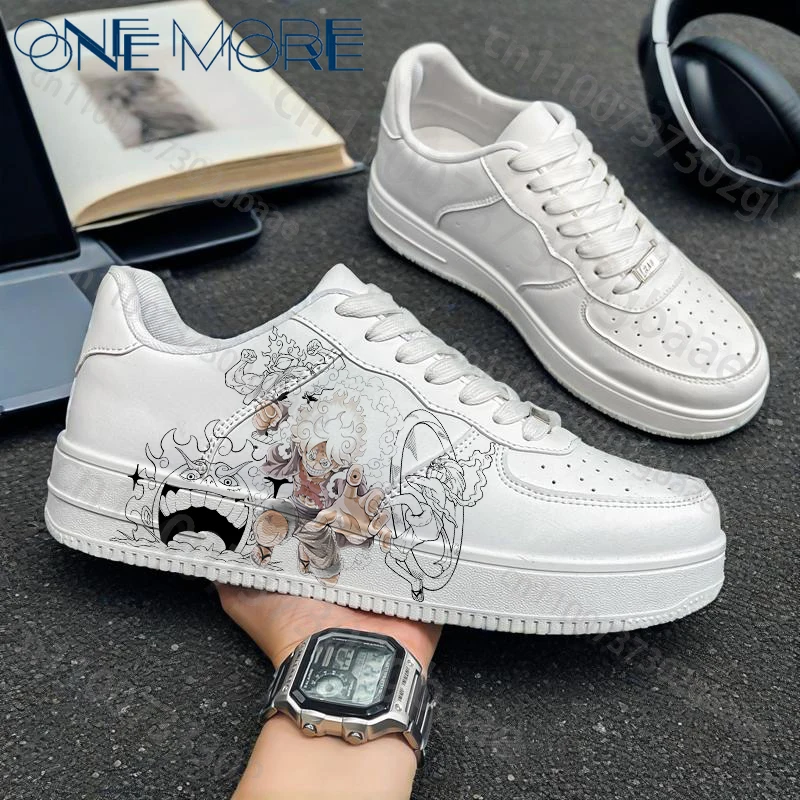 Een stuk animatiederivaten Volwassen mannelijke schoenen luffy Anime Figuur Volwassen witte hoogwaardige vrijetijdsschoenen