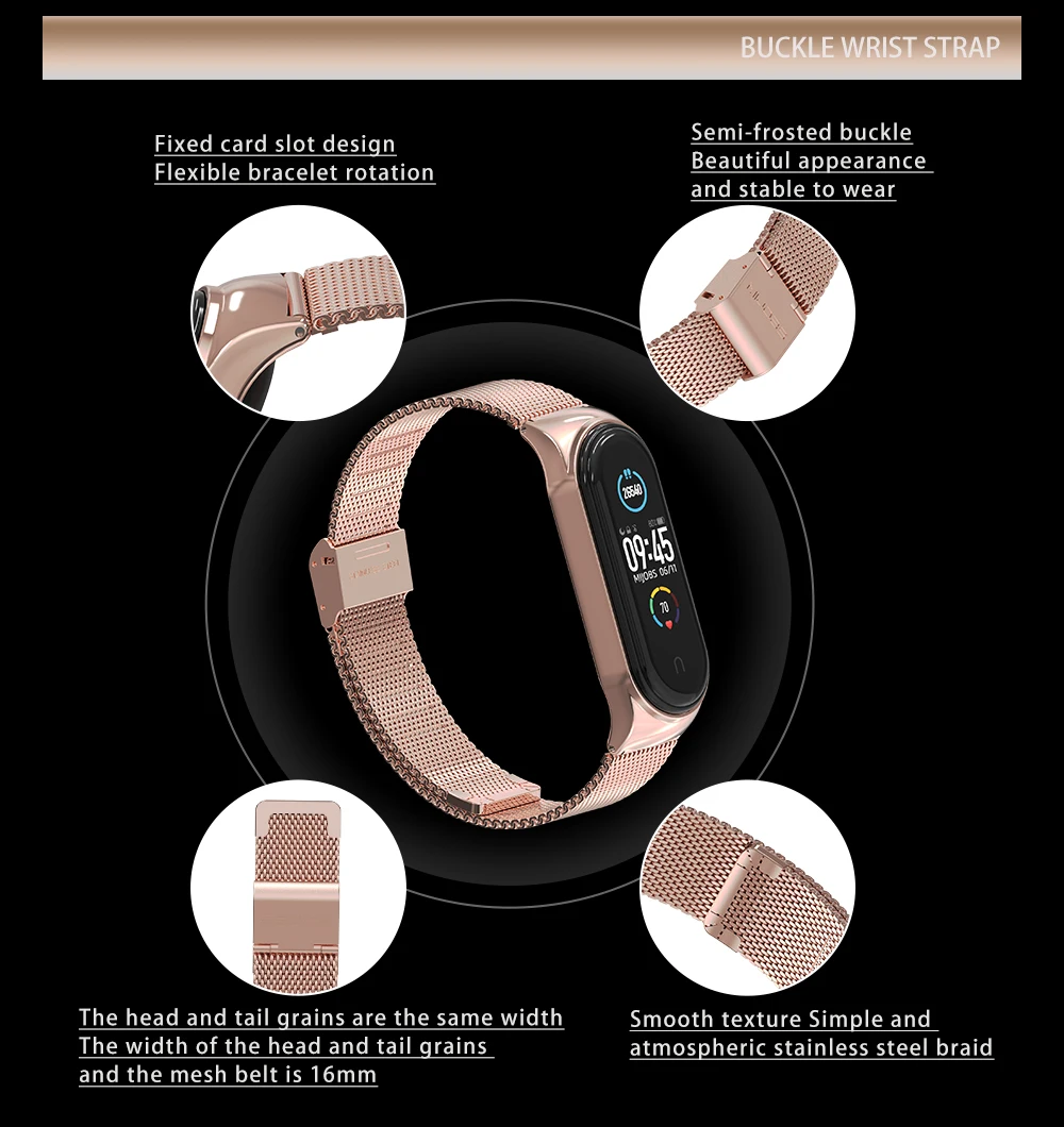 Luxury Milanese Stainless Strap for Xiao Mi Band 6 5 4 3 Sports Smart Bracelet Wearable Wrist Band for Miband 6 4 5 3 Mi Band