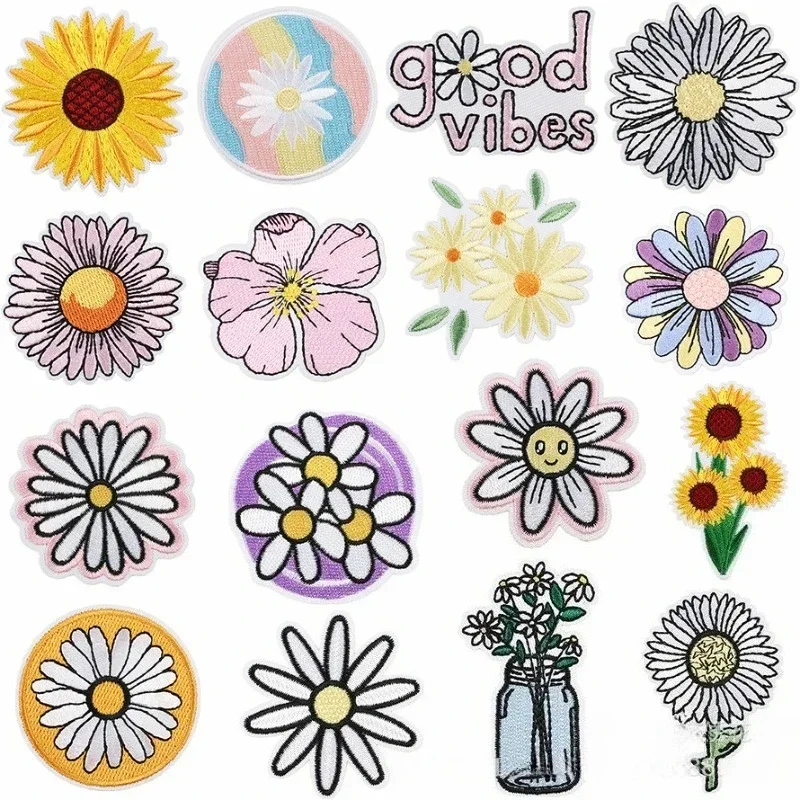 

New Flower Embroidery Cloth Sticker Set,clothes Decoration Patch Sticker, Cartoon Chrysanthemum Heat Transfer Embroidery Sticker