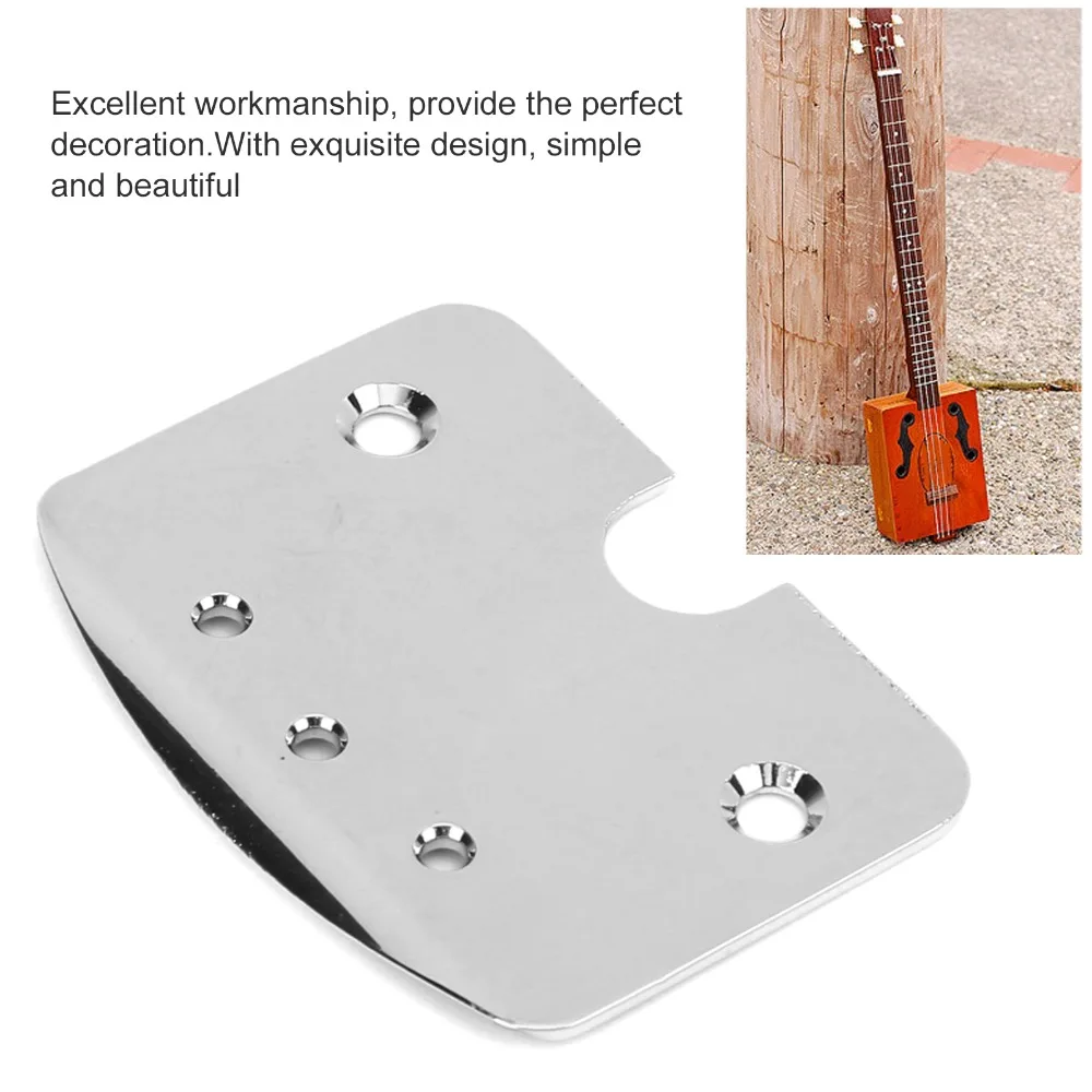 Metal ​ Placa de sujeción para el mástil de guitarra ​   Plata, fácil de instalar para ​ Piezas para guitarra de caja de cigarros. Excelente mano de obra.