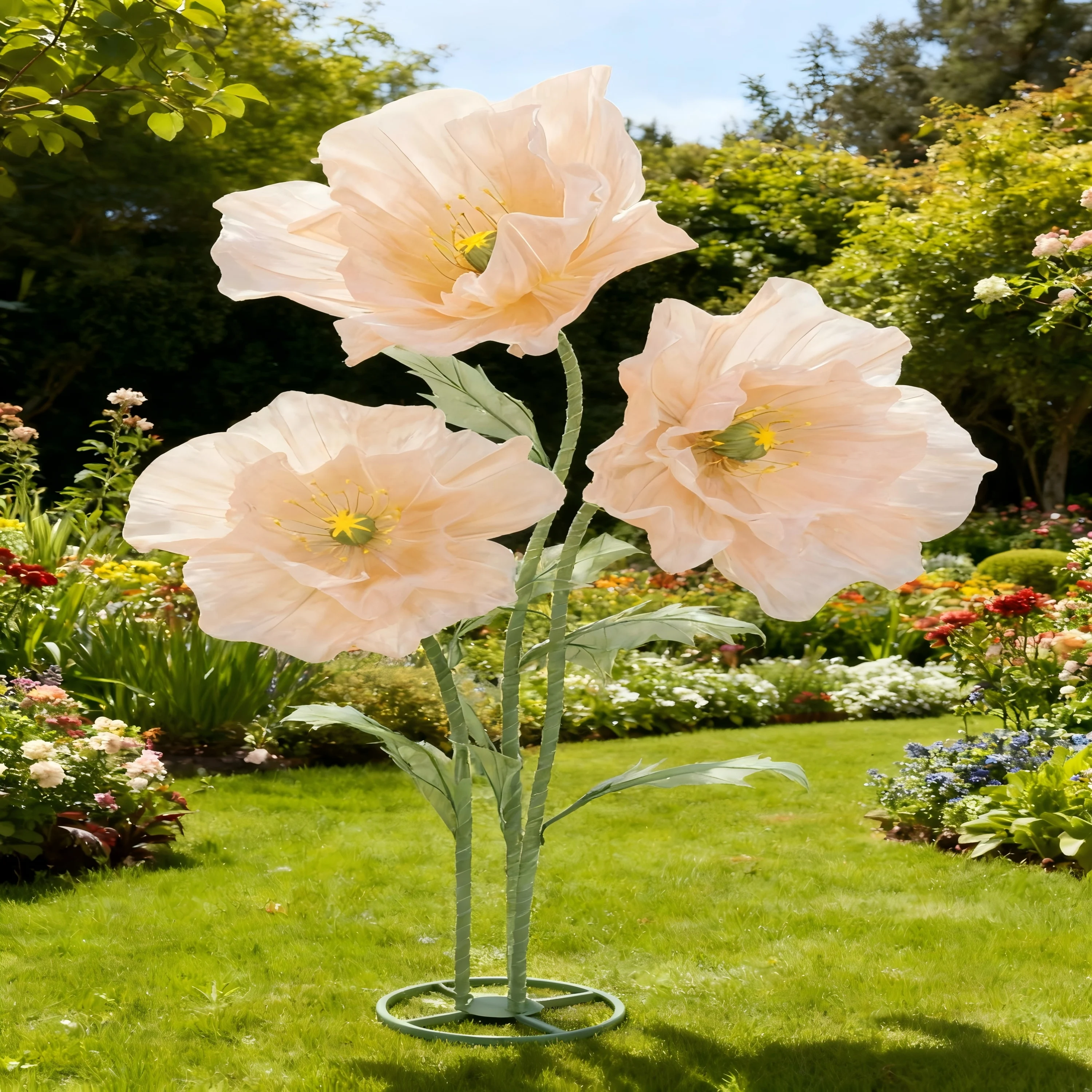 

Waterproof Giant Silk Decorative Poppy Big Artificial Flowers Wedding Road Lead Flower Backdrop Decoration With Stand Home Decor