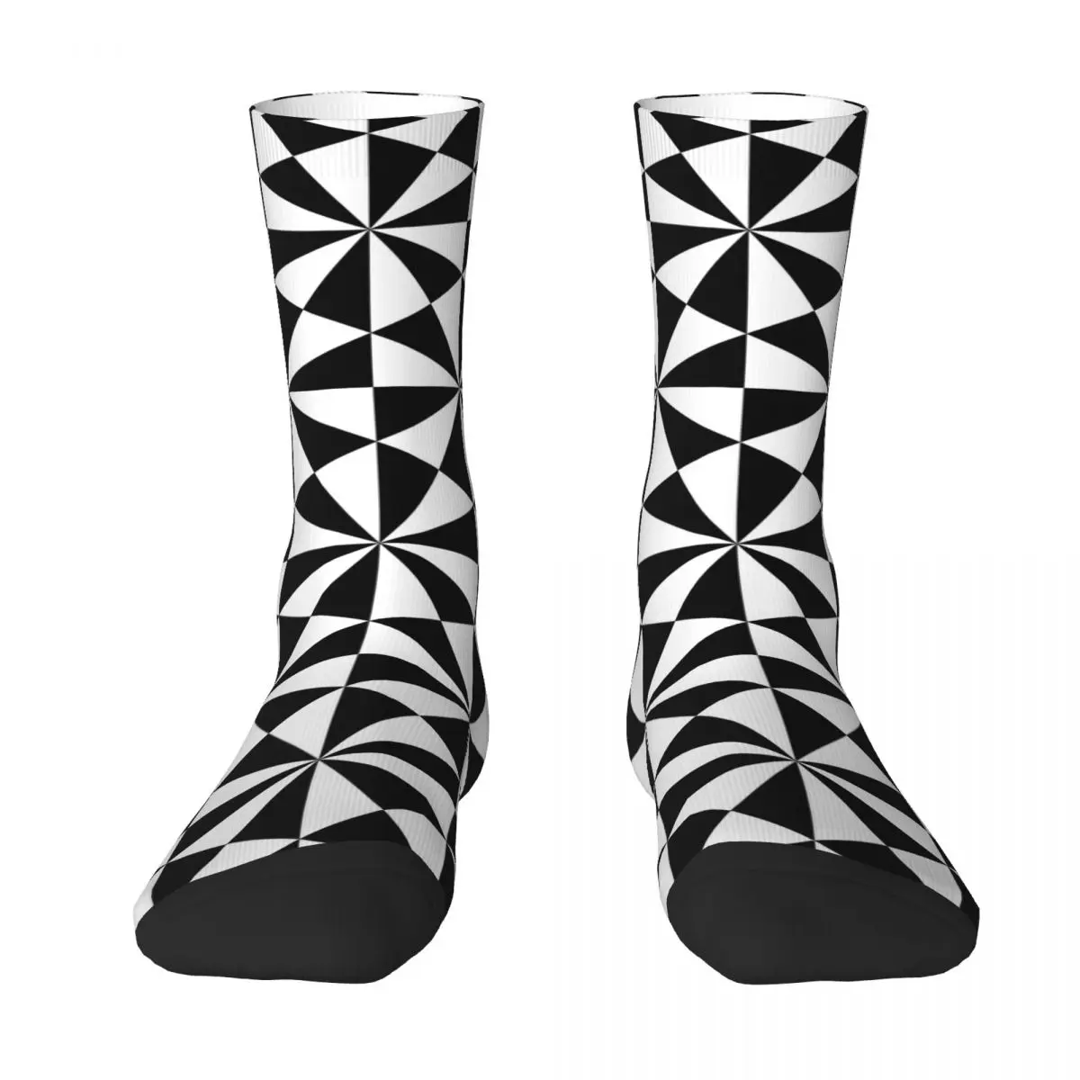 Men's Socks Black And White Geometric Triangle Stockings Winter Fashion Comfortable Socks Design Outdoor Non Slip Socks