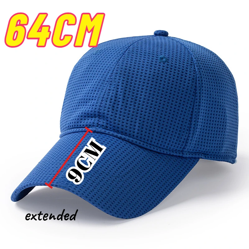 Big Size 64cm Mesh Breathable Baseball Caps Extended Brim 9cm Outdoor Sports Atruck Driver Snapback Cap Summer Sunscreen Sun Hat