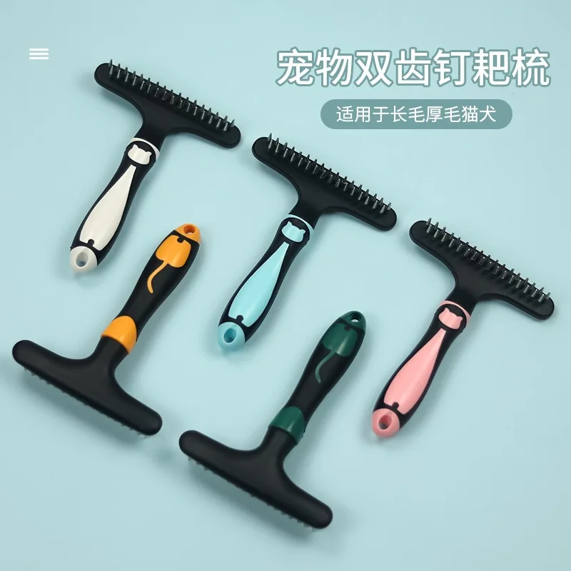 Pet Dog Cat Professional Grooming Long Hair Fur Rake Anti-Static Brush Comb Tool Undercoat Rake Comb Hair Removal Tool